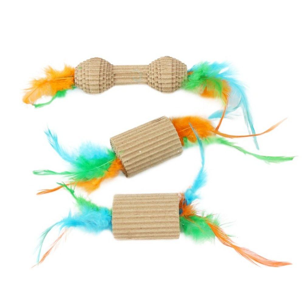 

Цветная игрушка из гофрированной бумаги для кошек, износостойкая цветная игрушка для кошек из перьев, снимает беспокойство