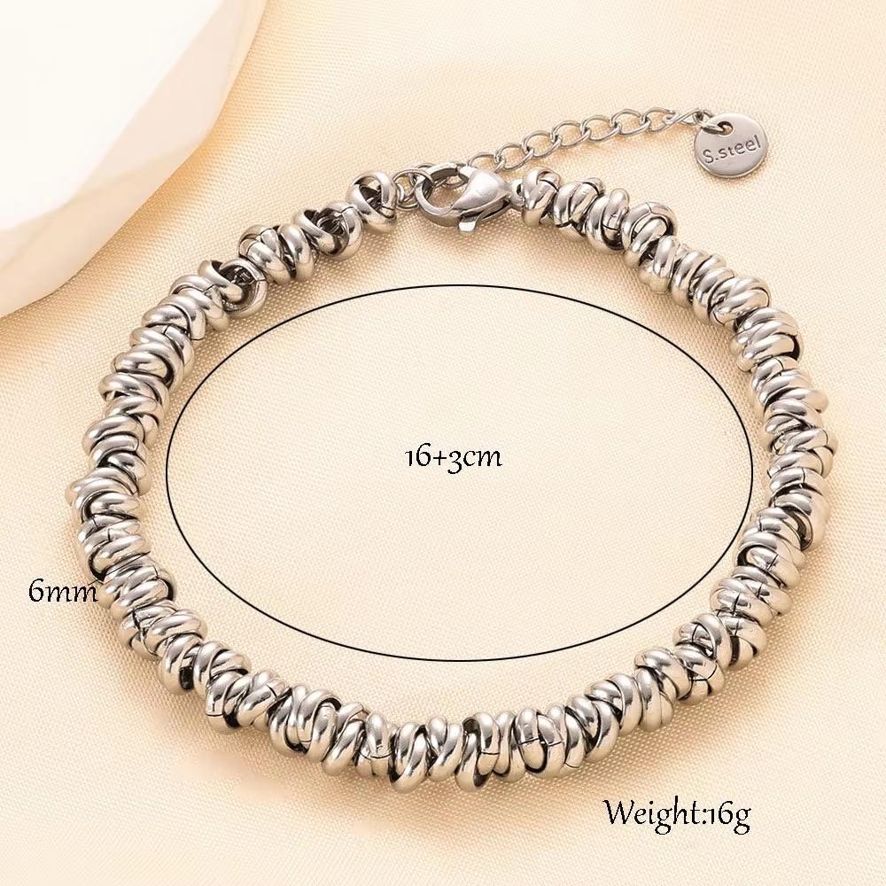 6MM  3 Color Ring Ring Interlocking Jewelry Stainless Steel High Quality Color Fast Couple Bracelet