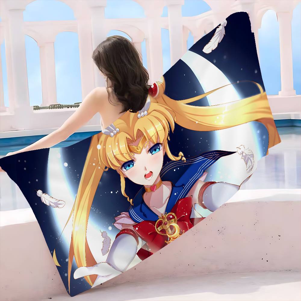 Anime R-Role S-Sailor M-Moon Große Mikrofaser Strandtücher Schnelltrocknendes Handtuch Sandstrandtücher Poolhandtuch für Reisen Schwimmbad Yoga
