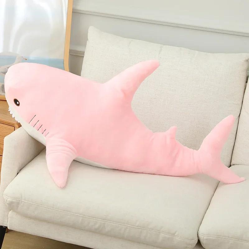 140cm Gigantische Aquatische Haai Pop Pluche Speelgoed Gevuld Kleurrijk Eng Dier Pluche Kleurrijk Pluizig Kalmerend Decor Cosplay Kinderen Cadeau 13-15cm pendant roze