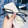 Fashion Unisex Square Plain Glasses for Men Women Metal Frame Glasses Polygon Eyeglasses Gentle Black Anti Blue Light Glasses