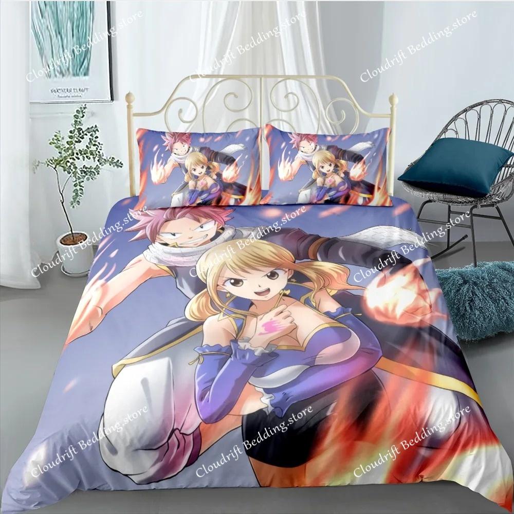 Anime Fairy Tail 3D Duvet Cover with Pillow Cover Bedding Set Single Double Twin Full Queen King Bed Set for Bedroom Decor