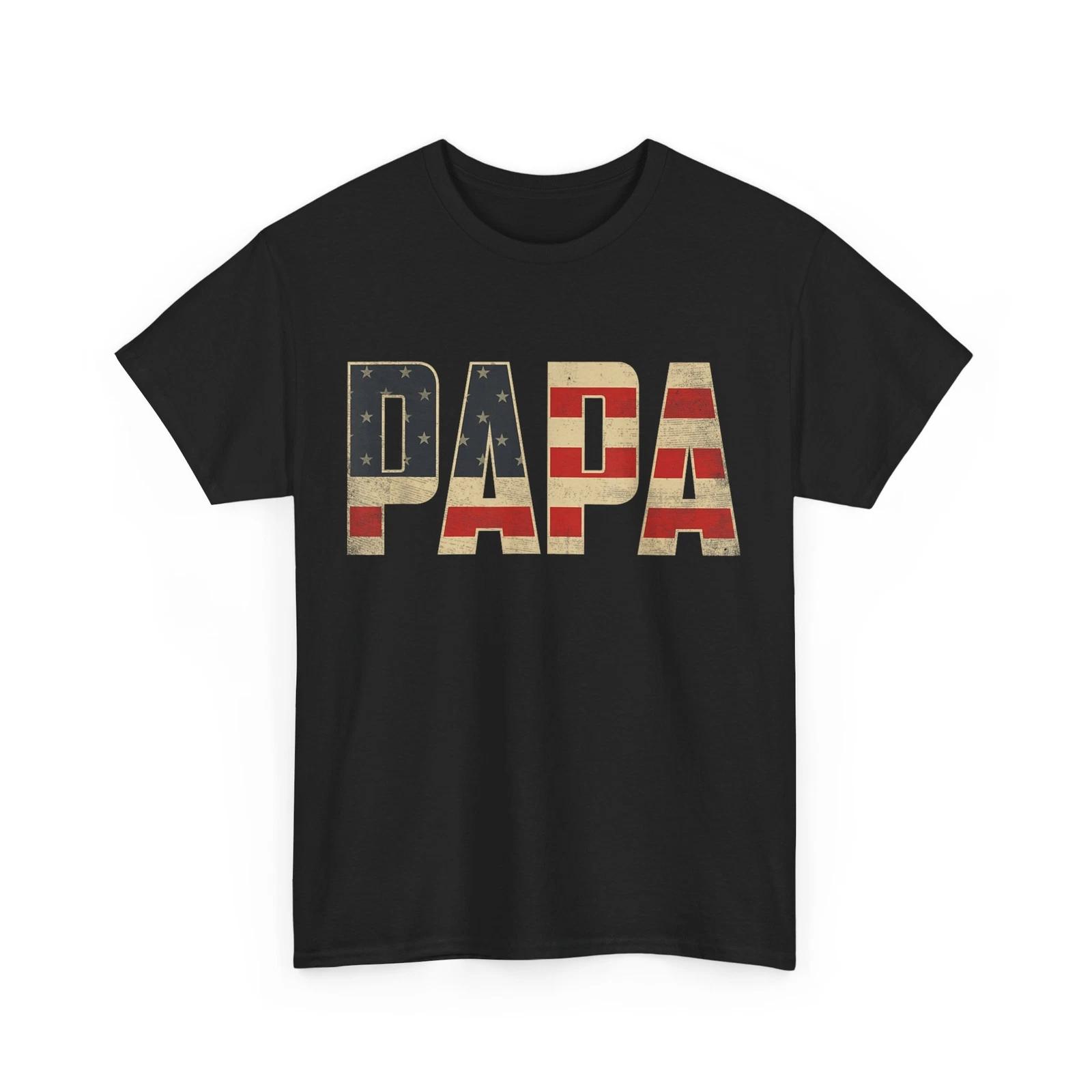 Papa Bold Patriotic American Flag Father’s Day Papa T shirt 2XL
