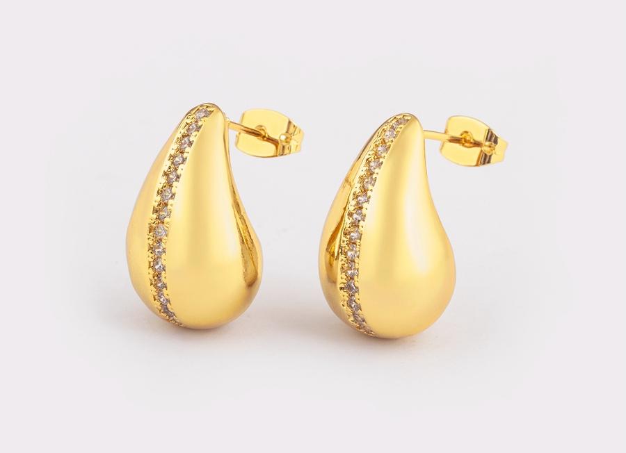Nidin Classic High Quality Water Drop Shape Gold/Silver Color Women Girls Fashion Zircon Earrings Wedding Jewelry New Year Gift