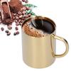Kruskopp 304 Rustfritt stål Dobbeltlag Anti-skåld Kaffe Te Vannkopp med Håndtak 400ml(Gull )