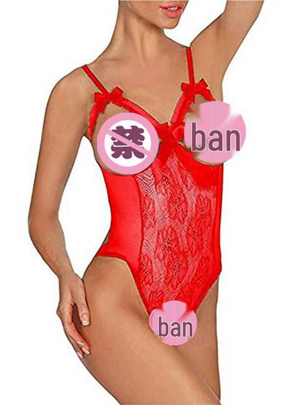 Sexy European & American Lingerie: Sheer Mesh Hollow-Out Bodysuit for Women