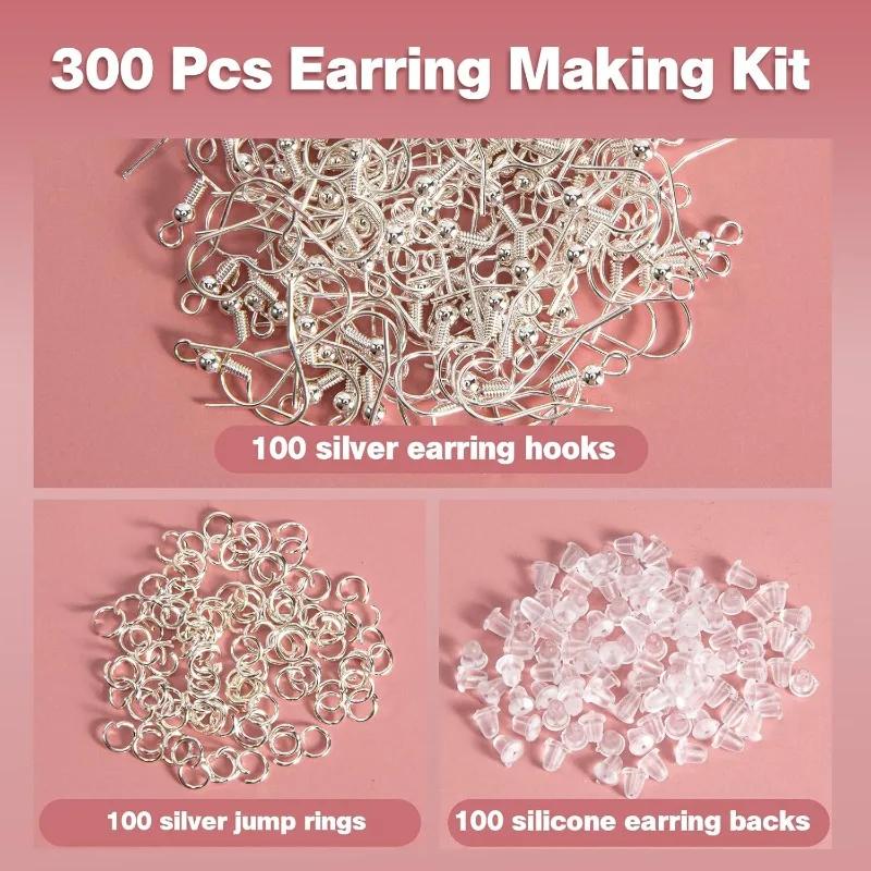 

925 Silver Earring Hooks for Jewelry Making 300pcs DIY Hypoallergenic Gold Earring Findings with Jump Rings Earring Backs 2027