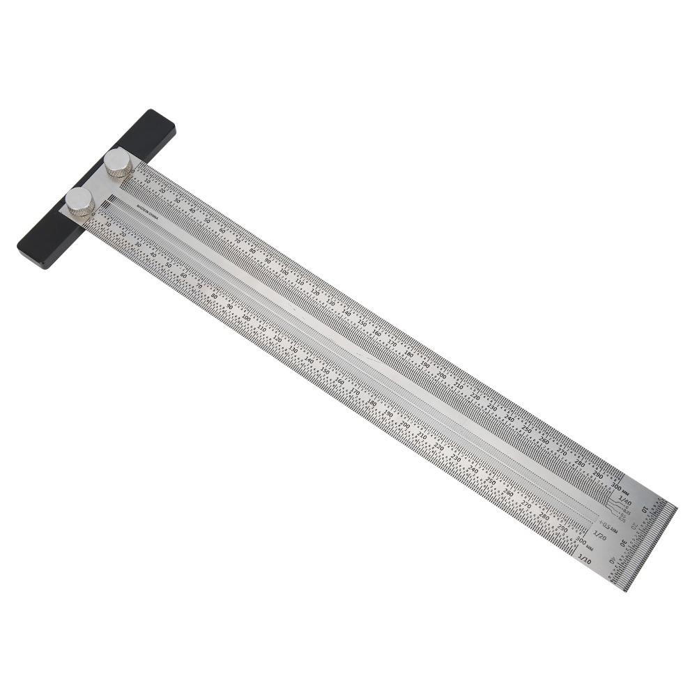 Stainless Steel T-Rule 300mm Scribing Ruler Precision Measuring Tool  Woodworking Measurement