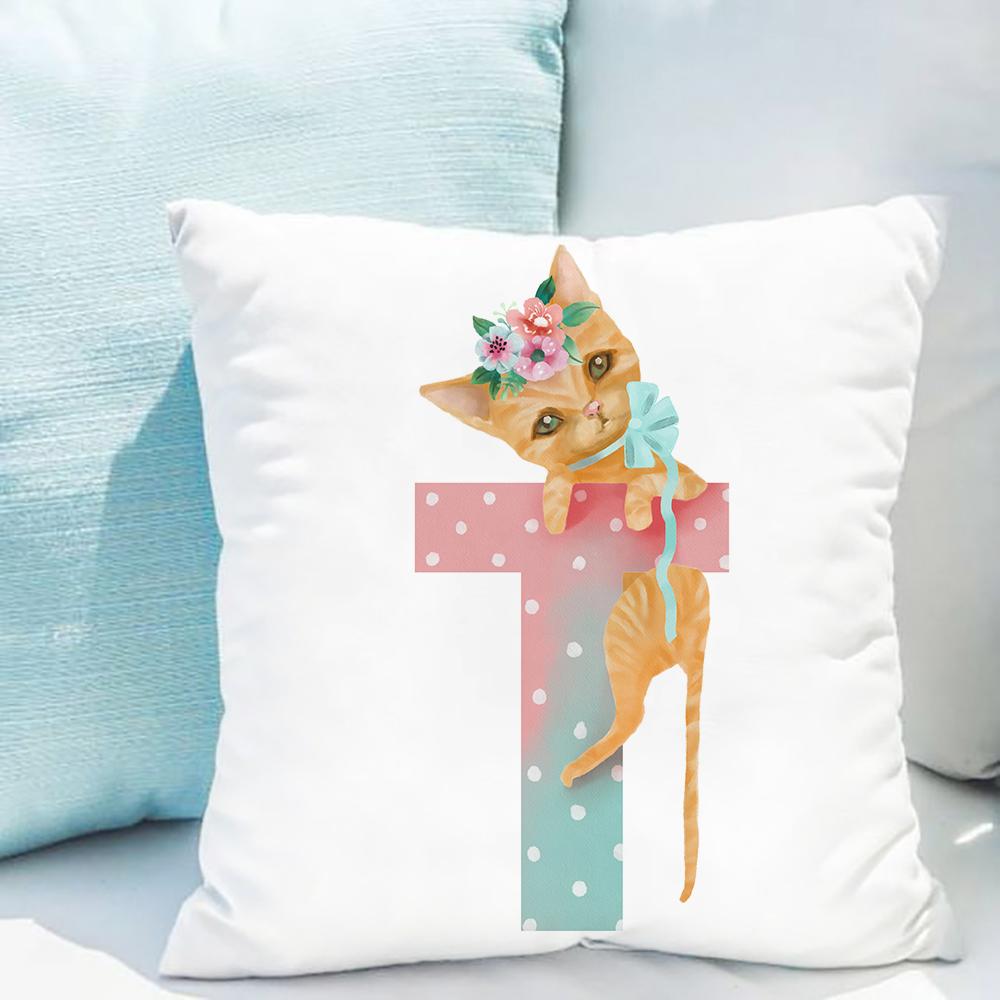 

Модный английский алфавит AZ наволочка с рисунком кролика и слона наволочка для подушки милые мультяшные животные детская комната декоративные 450mm*450mm