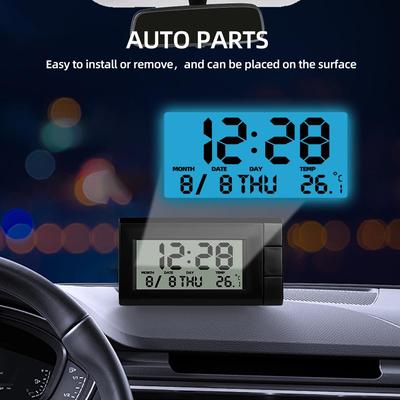 Orologio digitale per automobile per auto, temperatura, mini orologio automatico, data del mese automobilistico, retroilluminazione, decorazione per auto