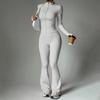 Women's 2 Piece Yoga Set with Zip-Up Long Sleeve Jacket and Flared Pants for Fitness and Training