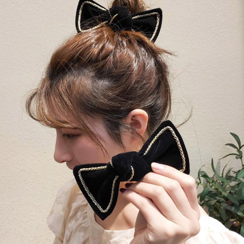 Ribbon Winter Velvet High Elasticity Gopchang Band Automatic Hairpin Option 1 (string)
