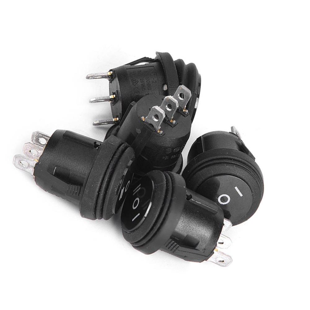 5PCS Black Color Round Rocker Switch 3 Position SPDT Switch Durable Rocker Switch  Power Control