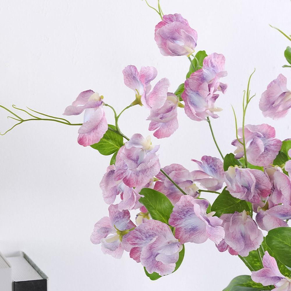 Elegant Artificial Pea Flowers 55cm Fake Flower Creative Silk Pea Blossom Branch  Wedding Party
