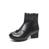 Ethnic Style Fall and Winter Women's Boots Head Layer Cowhide Thick with Soft Bottom Waterproof Boots Round Head Fashion Cotton Shoes