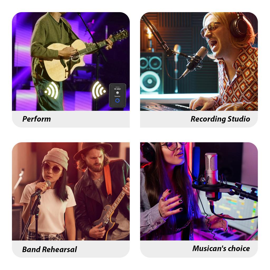 Wireless Earphone Monitor Transmit System Rechargeable 2.4GHz Transmitter and Receiver Mono Stereo Switch 24bit 48KHz