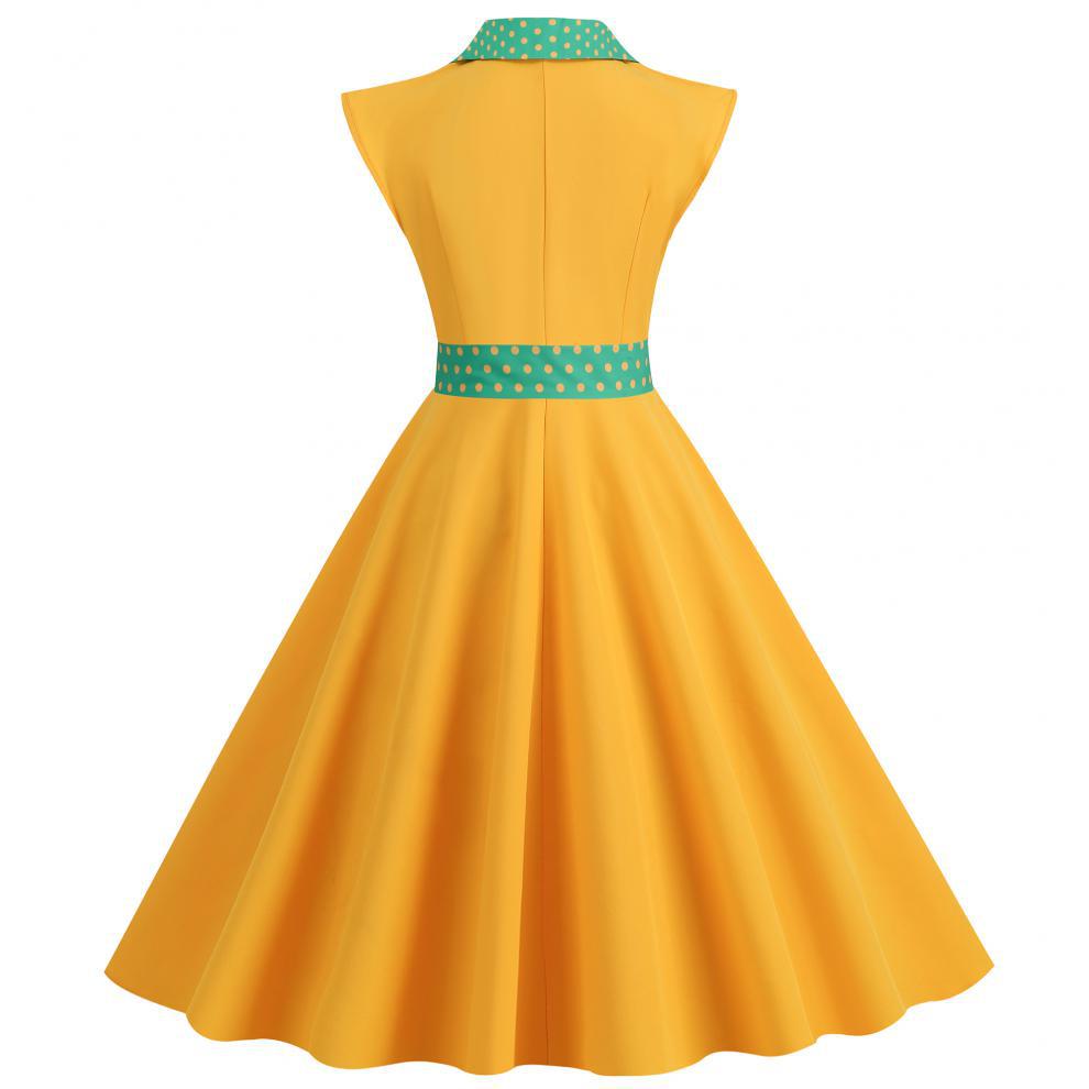 2023 Polka Dot Revers Gürtel Schmalmachender Saum Freizeitkleid