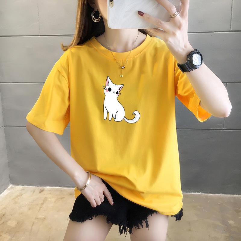 Short-sleeved T-shirt Women's Summer Student Casual Cartoon Blouse Fashion Round Neck Women's Clothing