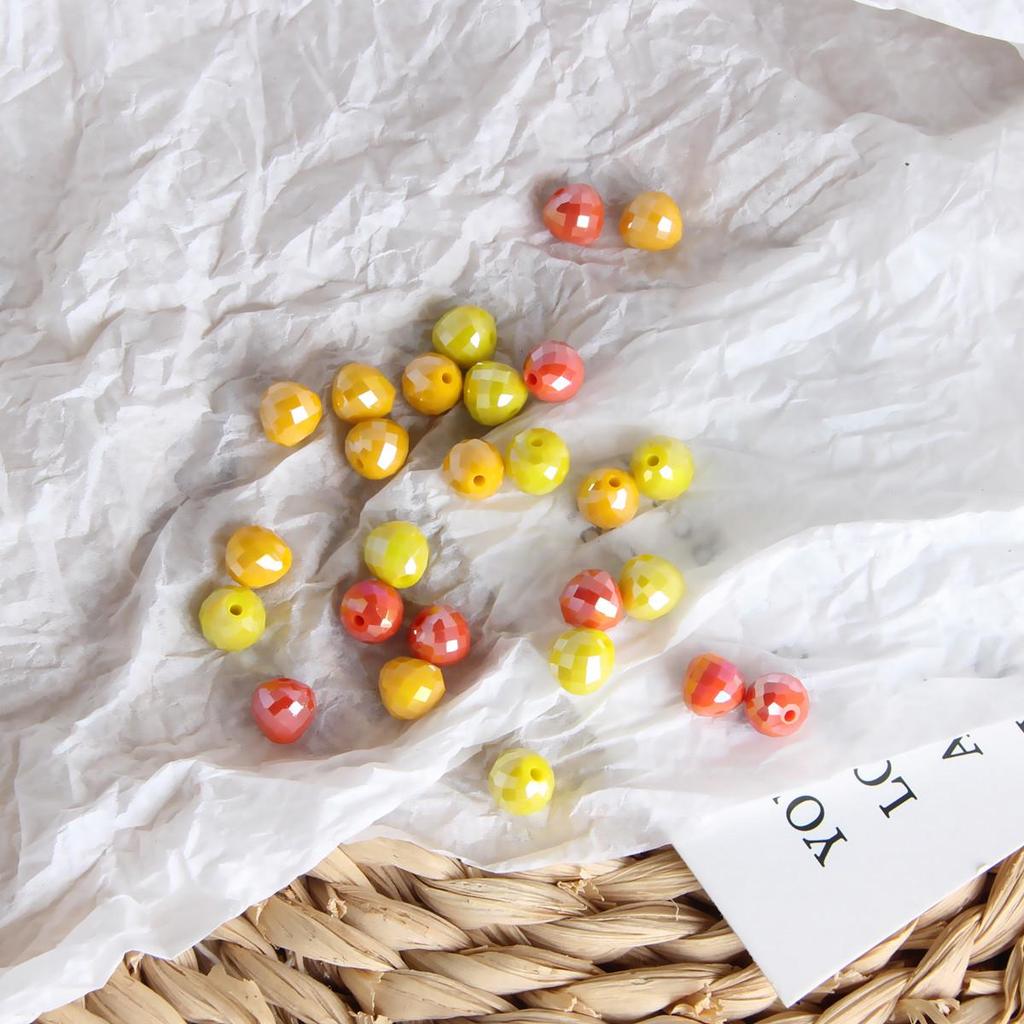 Retro Painted Czech Glass Lemon Pumpkin Flat Beads for DIY Jewelry Accessories