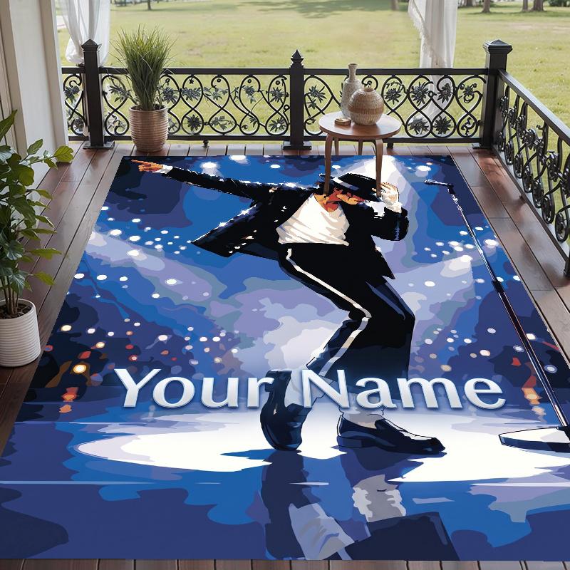 Custom Name Michael Jackson Crystal Velvet Floor Rug Personalized Text Soft Carpet Home Decor