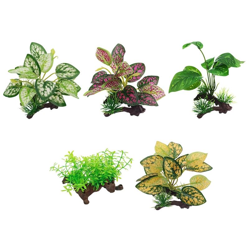 Artificial Driftwood Twigs Branch Aquarium Plastic Plant Fish for Tank Hide Leaves Ornament Non Toxic Safe for All Fish
