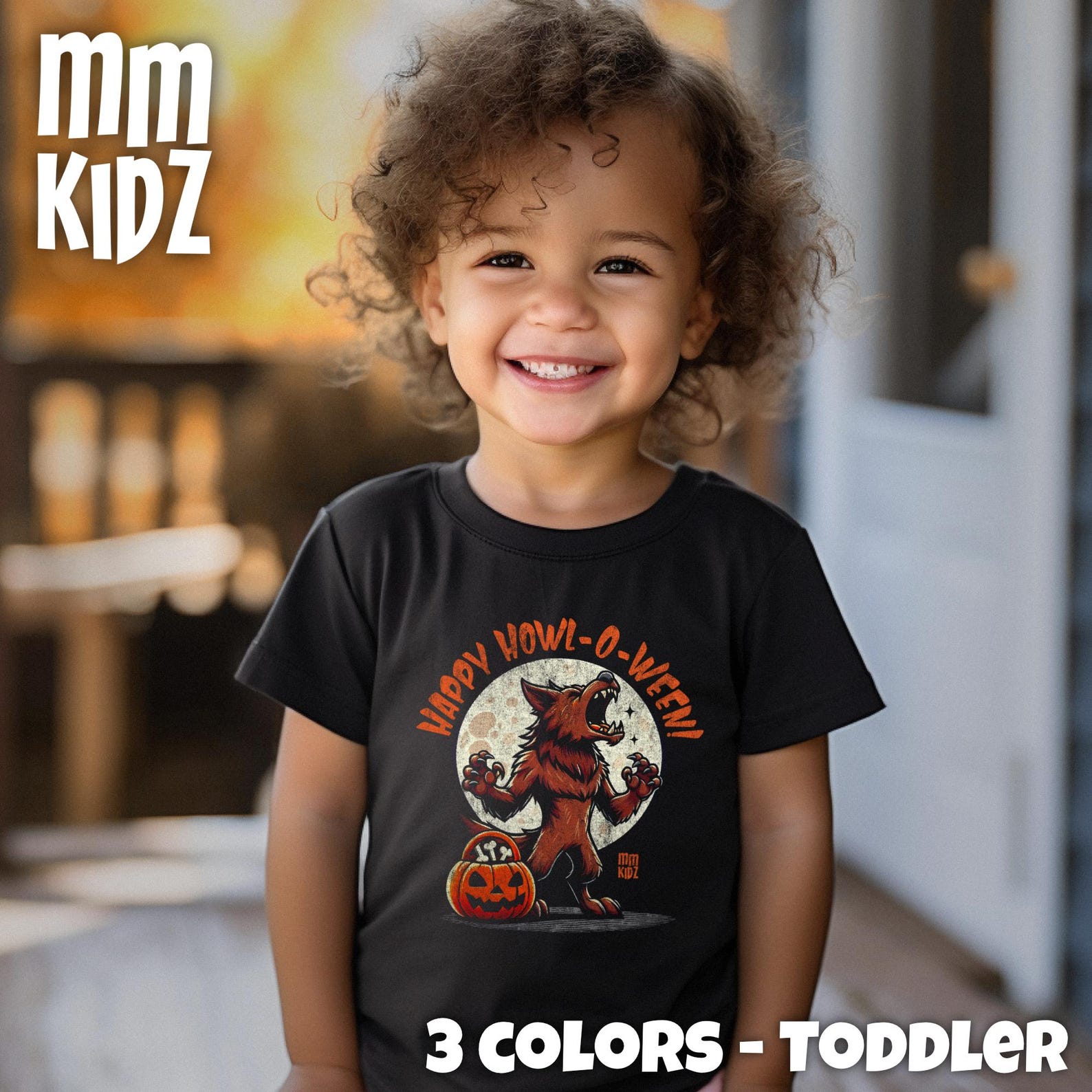 Happy Howl-O-Ween T-Shirt for Kids | Fun Werewolf Graphic Tee | Spooky Halloween Shirt | Cute Trick-or-Treating Design | Gift for Halloween 100