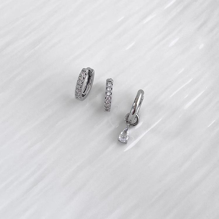 Asymmetric Teardrop Earrings Retro Simple Micro-set Zirconia Small Earring Two Wear Simple Personalized Exquisite Hundred with Fashion Accessory