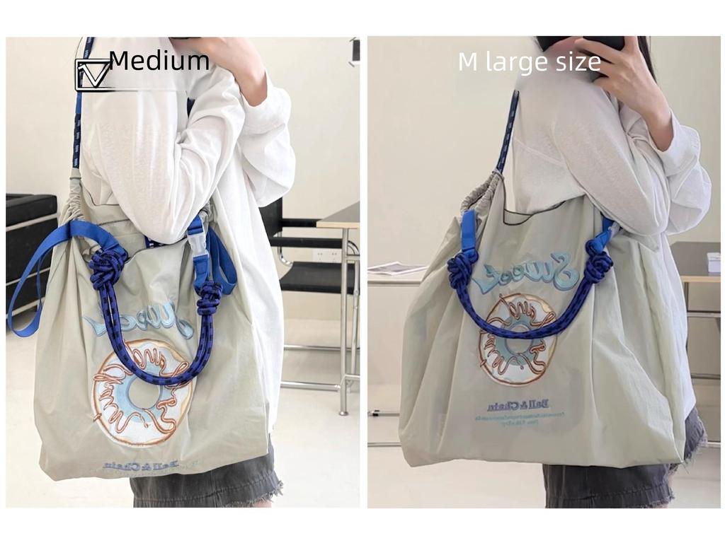 Ekologická vyšívaná nylonová nákupní taška s květinovým designem