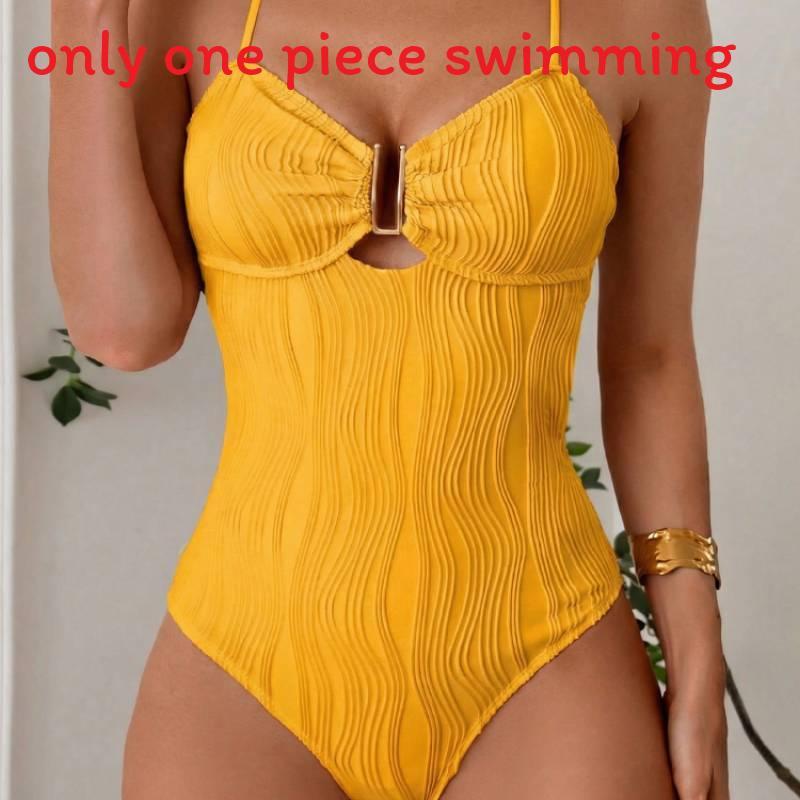 Elegant Polyester One Piece Swimsuit For Women With Tie Straps For Water Sports And Pool Use