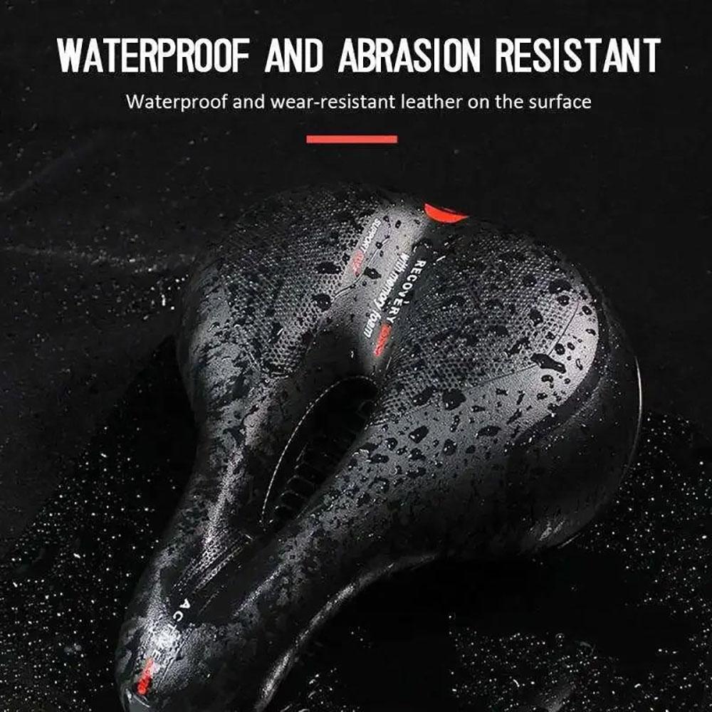 Hollow Breathable Bicycle Saddle Men Women MTB Road Bike Saddle Shock Absorbing Comfortable Big Butt Bike Seat Safety Warning