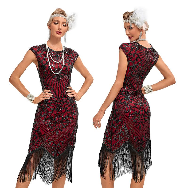 Tassel Sequin Dress Dress 1920s Retro Party Banquet Large Size Dress