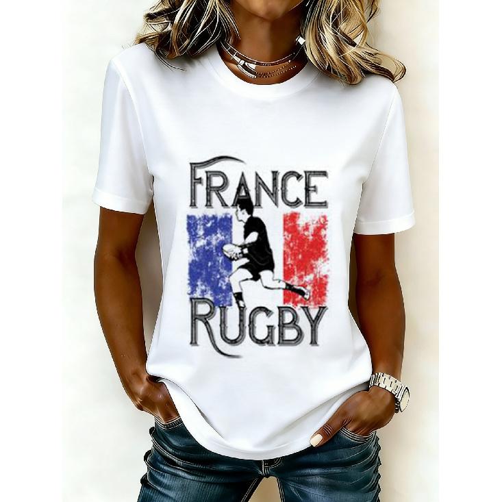 2026 Casual Women's Short-Sleeve T-Shirt with USA-Canada-Mexico World Cup Football Match Print
