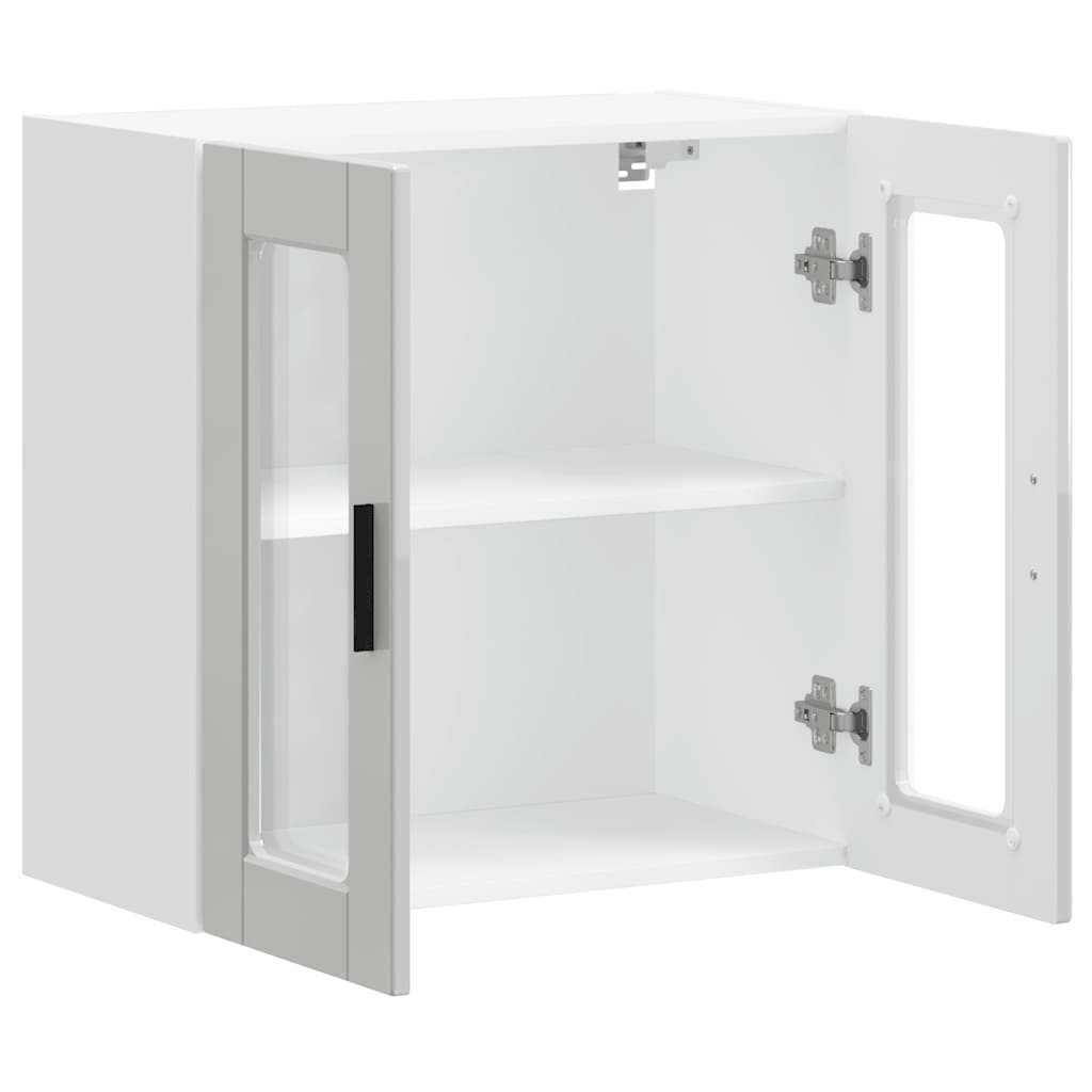 Vidaxl White Kitchen Wall Cabinet with Glass Doors, Porto
