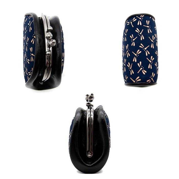 Inden-ya Inden Coin Case Deer Leather Lacquer Crafts No.1105 ([14-008] Navy-White Dragonfly)