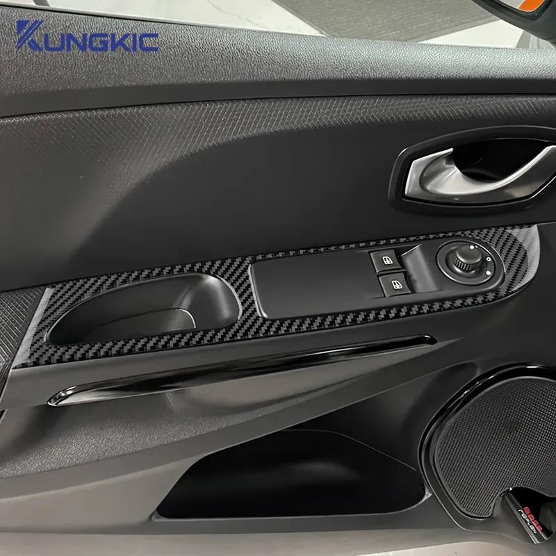 Für Renault Clio 4 IV MK4 2013 2014 2015 2016 2017 2018 LHD RHD Echte Weiche Kohlefaser Frontfenster-Knopf Innen Außen Aufkleber