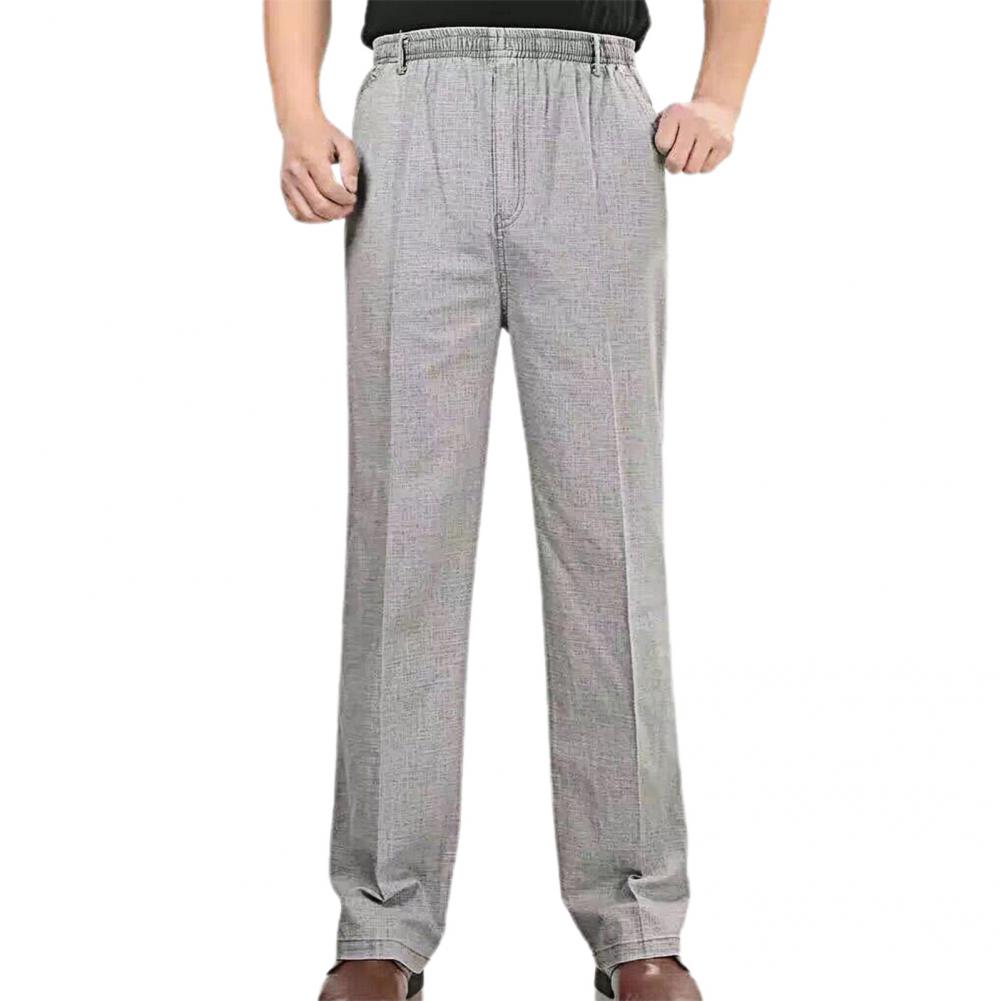 Klassische Herrenhose mit hoher Taille und tiefem Schritt, schnelltrocknende Herrenhose, elastischer Bund, gerade, dünne Hose für den täglichen Gebrauch