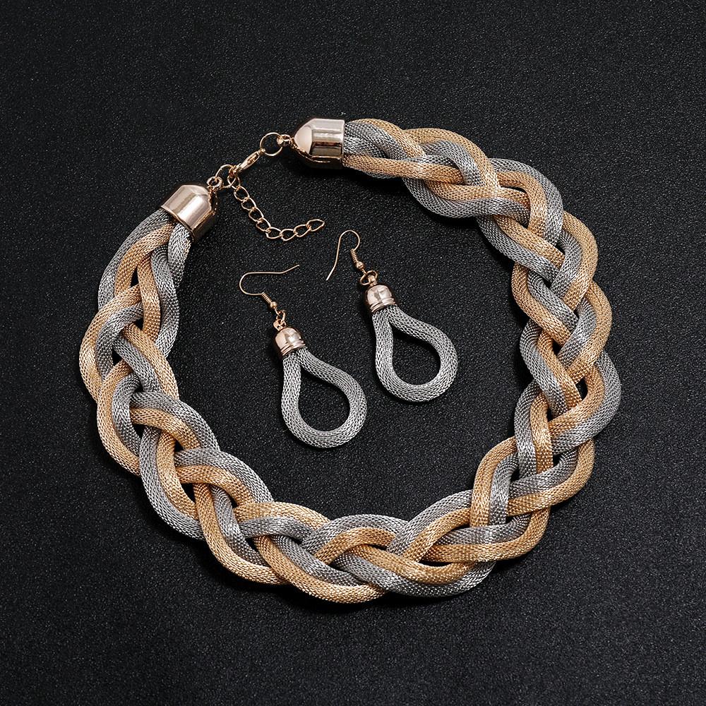 Style Necklace European And Earrings Jewelry Set With Geometric Design For Women