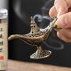 Vintage Arabian Night Inspired Metal Incense Lamp with Ornate Filigree&Lucky Cloud Motifs Home Aromatherapy&Spiritual Ambiance