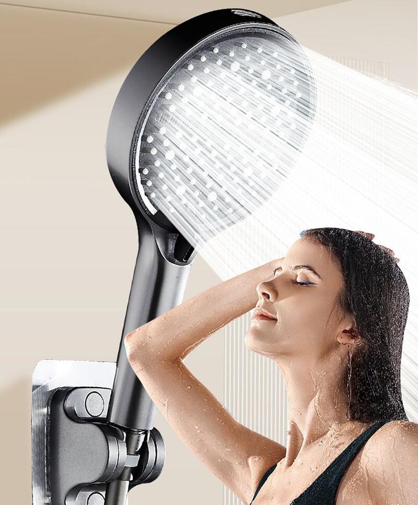 New 15CM High Pressure Shower Head for Hard Water High Pressure Shower 7 Modes Adjustable Spray with Massage Bathroom