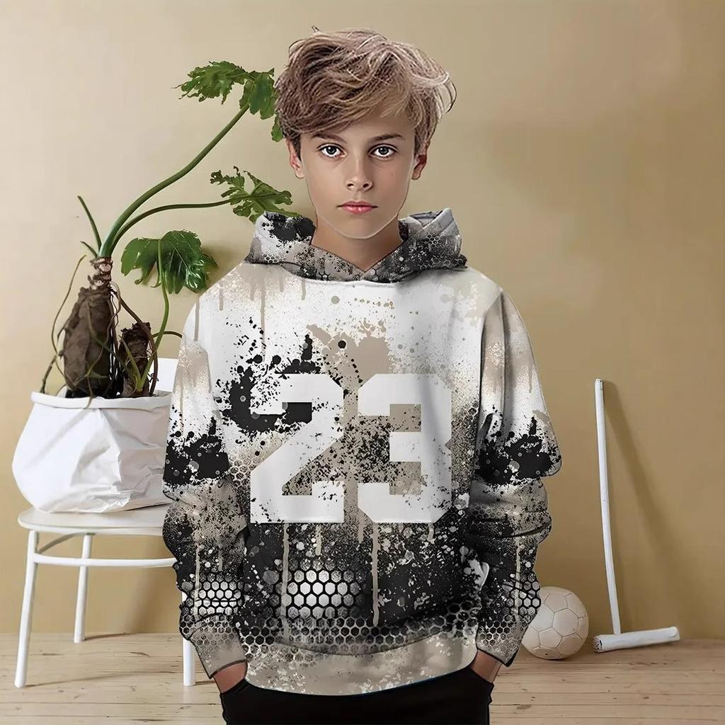 Autumn 3D Football Printed Hoodies Fashionable Casual Sports Long Sleeved Children's Boy Hooded Sweatshirts