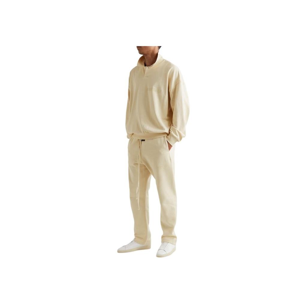 Fear of God Essentials Solid Lettering Long Sleeve Polo Shirt Unisex Tops Oatmeal-White FOG-FW22-054