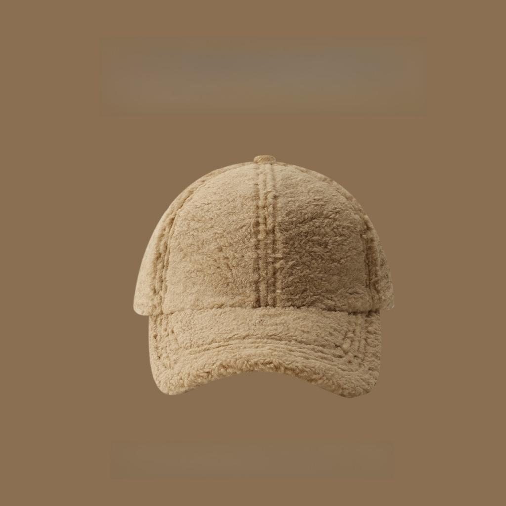 Autumn Winter Simple Solid Color Thick Furry Baseball Cap For Men Outdoor Cycling Skiing Hiking Warm Cold Proof Hats For Women