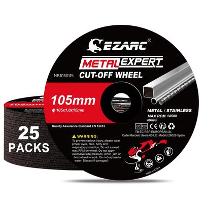 EZARC 25 Pack 105mm Cutting Discs for Angle Grinder, 1mm Ultra Thin Metal Cut Off Wheels, 105x1x15mm