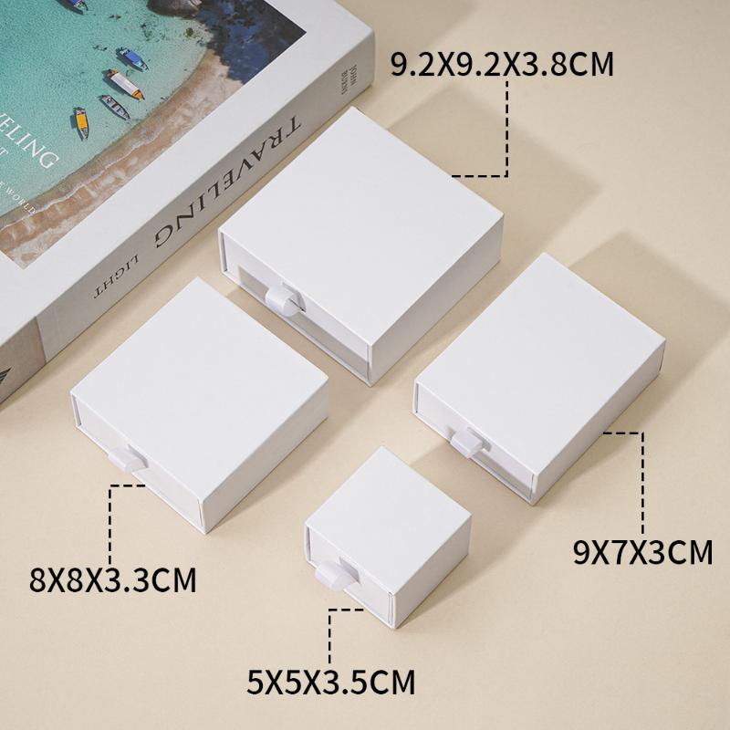 Necklaces Earrings Ring Drawer Boxes Small Travel Jewelry Gift Display Packaging Box Outer Paper Inner Velvet