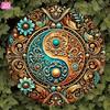 Mandala Yin Yang Nástěnná dekorace Hliníkový znak Vintage Retro styl x Palce pro Venkovní dekoraci Bar Kavárna Zahrada
