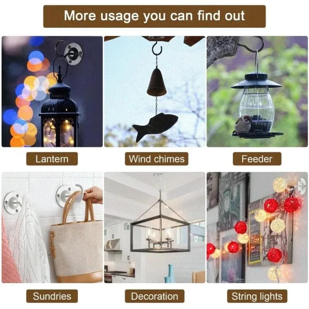Rust Resistant Ceiling Wall Mounted Hook Durable Heavy Load Hanging Bracket for Plant Baskets Lantern Bird Feeder Home Storage