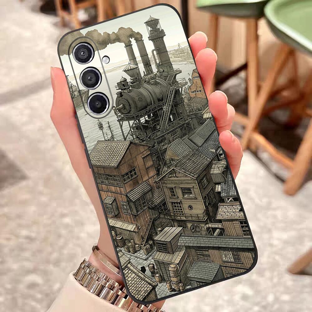 Steampunk Fantasy City Phone Case For Samsung S25 Edge 24 23 22 21 20 Ultra Plus Fe Galaxy A54 53 34 25 16 Silicon Cover