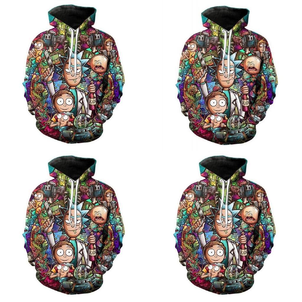 Mode Neu Damen Herren Rick Und Morty 3D Druck Lässig Hoodie Sweatshirt Oberteile