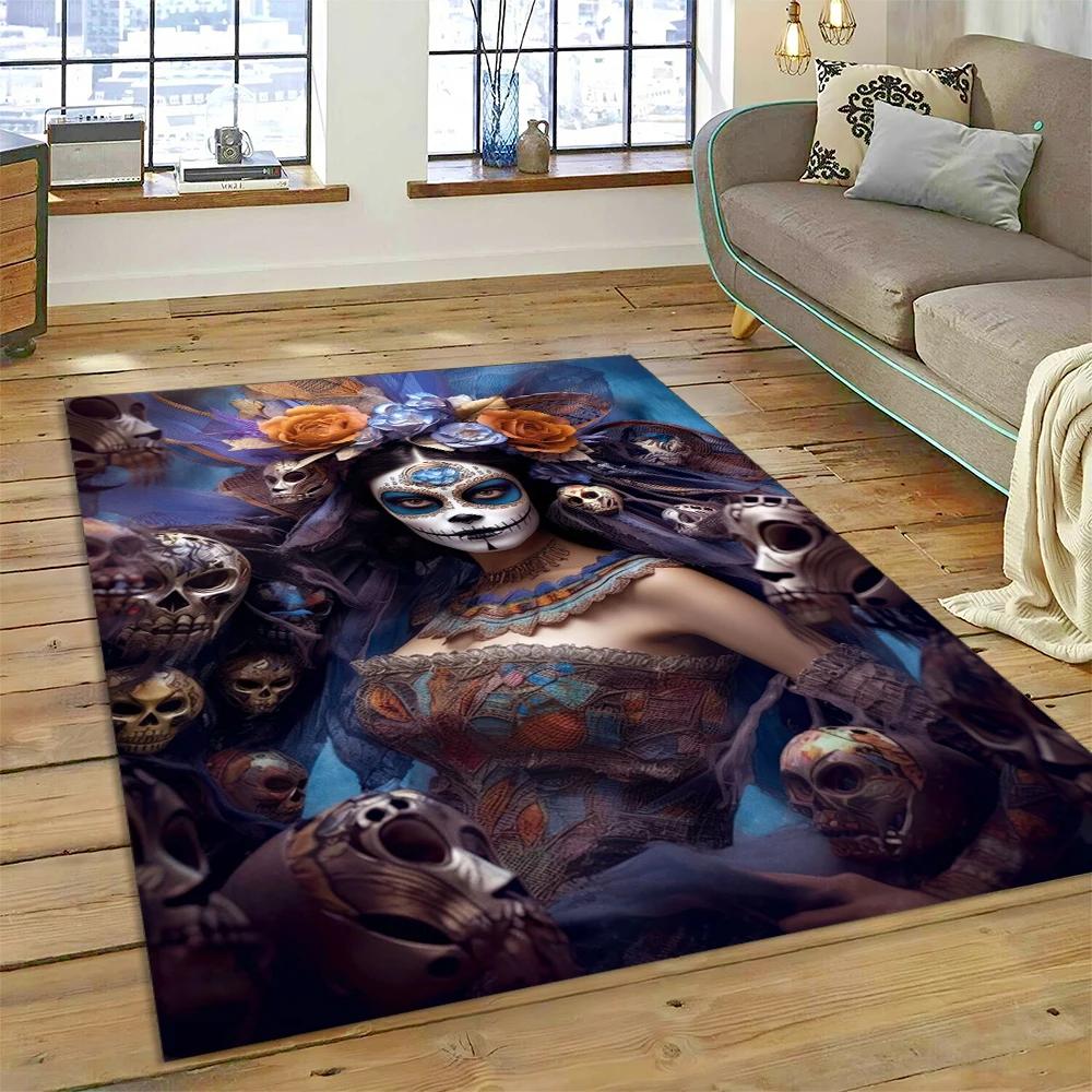 Horror czaszka dziewczyna martwa gotycka nieumarła kobieta dywan dywan dla domu salon sypialnia Sofa wycieraczka wystrój, dywanik dziecięcy mata antypoślizgowa