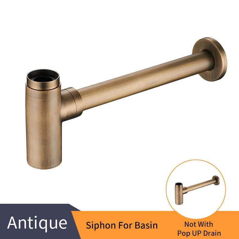 Luxus Flaschensiphon Messing Rund Siphon Silber Gebürstete Bronze Schwarz P-Siphon Badezimmer Waschtisch Rohr Abfluss Mit Pop-Up Ablauf 6920